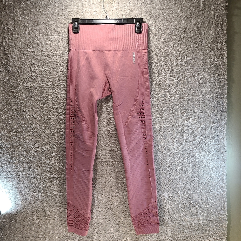 Gymshark Energy + Seamless Leggings - Dusty Pink Medium‎ Nylon Blend Logo